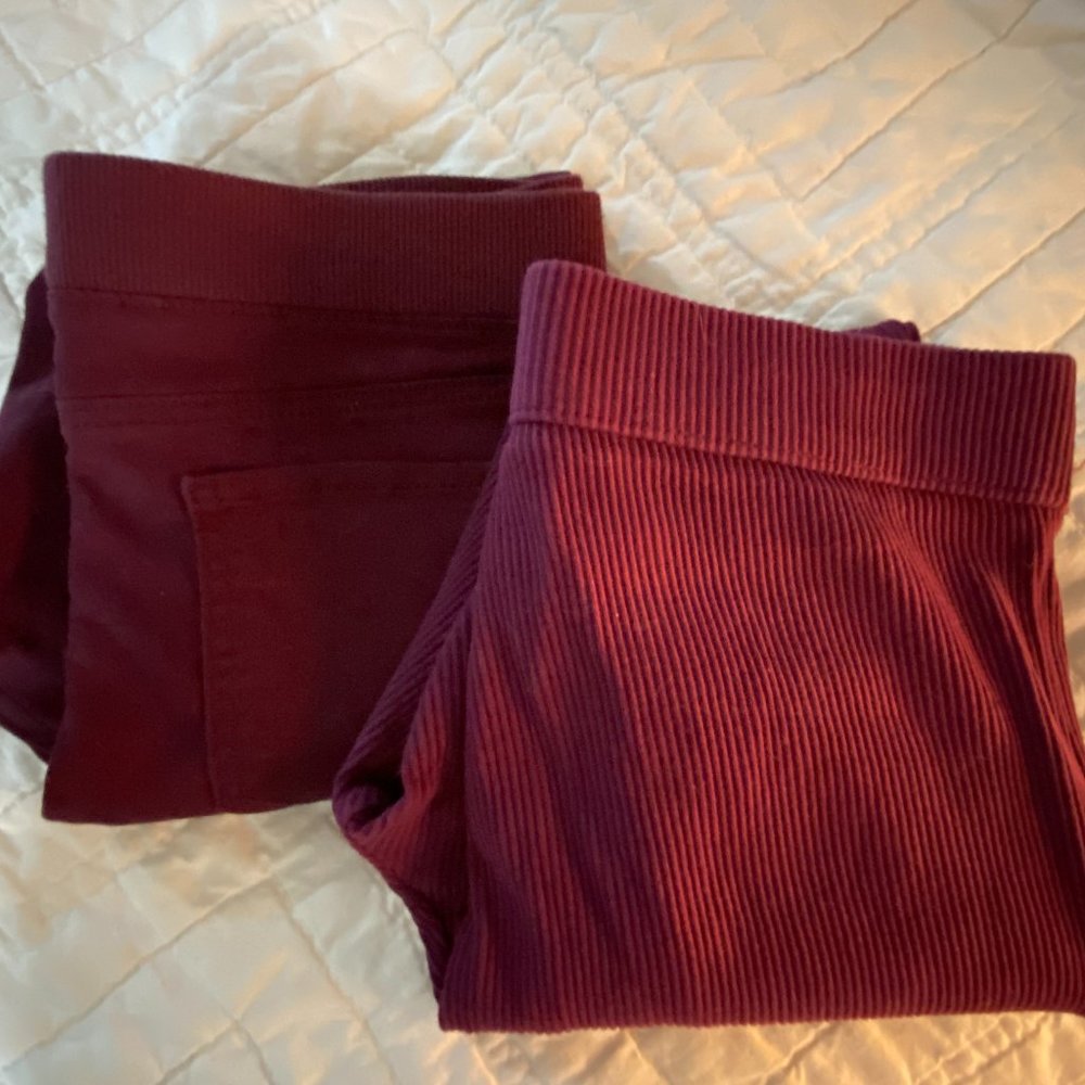 2 pr ladies Pants~sz 10-11~Burgundy~EUC